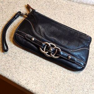 Black Leather Wristlet   